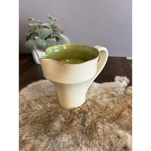 Vietri Cucina Fresca Cream‎ Green Terracotta Glazed Pitcher Italy 32 oz sage